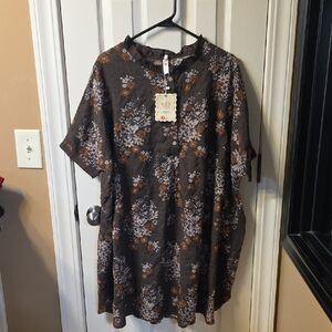 Floral Brown Midi Dress